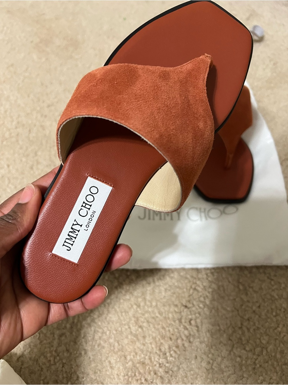 Jimmy Choo Terracotta Suede Slide Mules